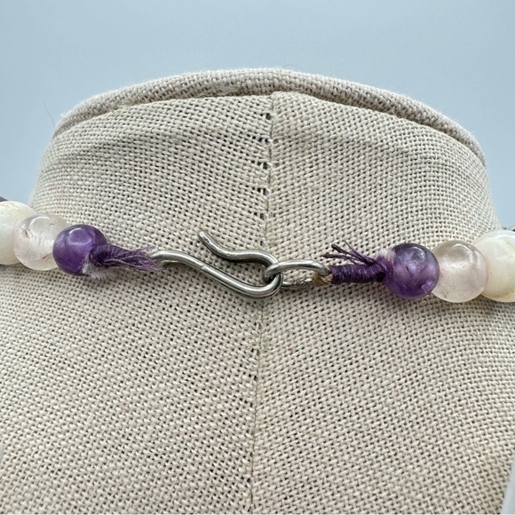 Vintage Gemstone Beaded Multistrand Choker Necklace Agate Amethyst Quartz 16” - Picture 12 of 16